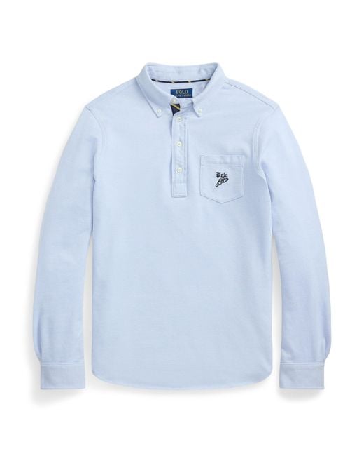 Polo Ralph Lauren Blue Embroidered Logo Chest Pocket Long Sleeve Shirt for men