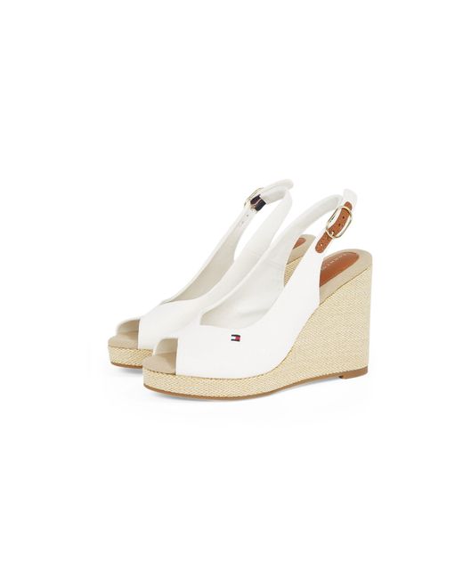 Tommy Hilfiger White Iconic Elena Sling Back Wedges