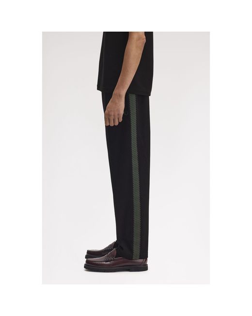 Fred Perry Black Side Tape Woven Open Hem Tracksuit Joggers for men