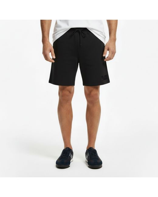 HUGO Black Cotton-Terry Shorts With Tortoiseshell Logo for men