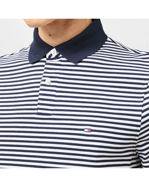 Tommy Hilfiger Blue Stripe Piqué Short Sleeve Polo Shirt for men