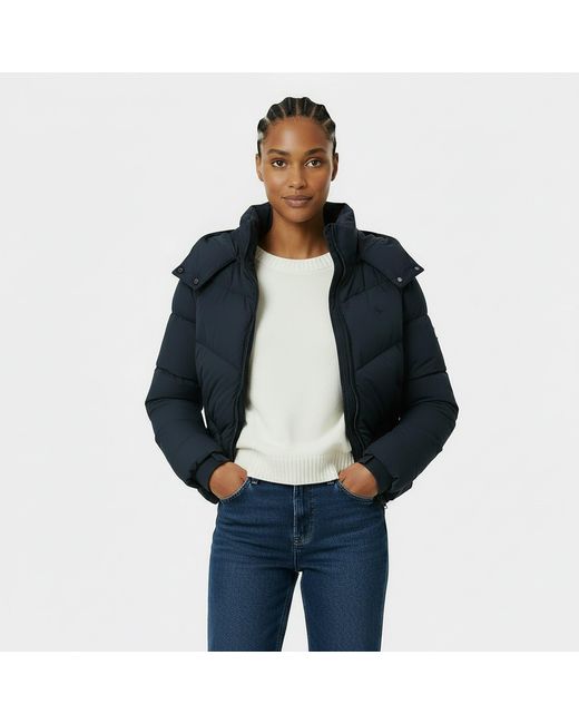 Jack Wills Black Ritcher Padded Waterproof Hooded Cropped Long Sleeve Short Puffer Jacket