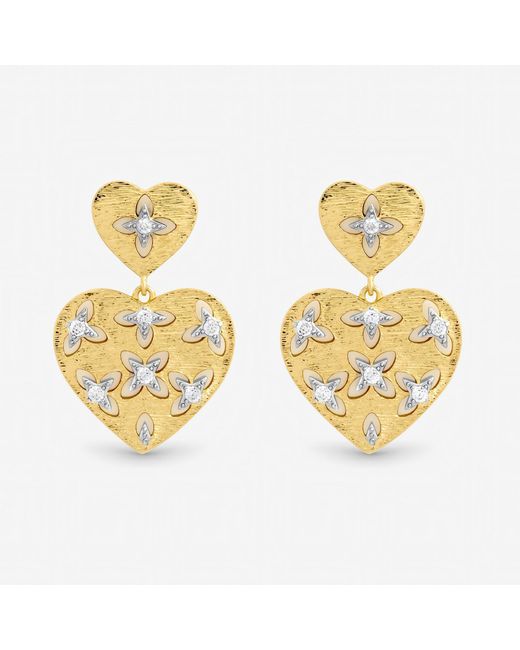 Jon Richard Metallic Two Tone Clover Cut Out Heart Earrings