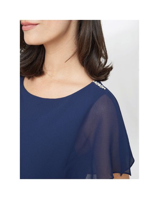 Gina Bacconi Blue Tessa Midi Tiered Cocktail Dress