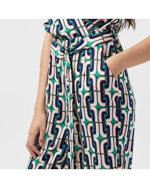 AX Paris Multicolor Geometric Printed Wrap Top Belted Jumpsuit