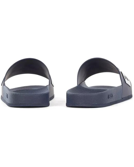 Boss Blue Bay Logo Sliders, Branding Strap Sandals for men