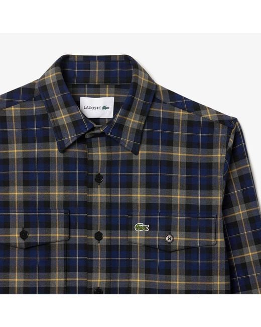Lacoste Blue Oversize Checked Overshirt for men