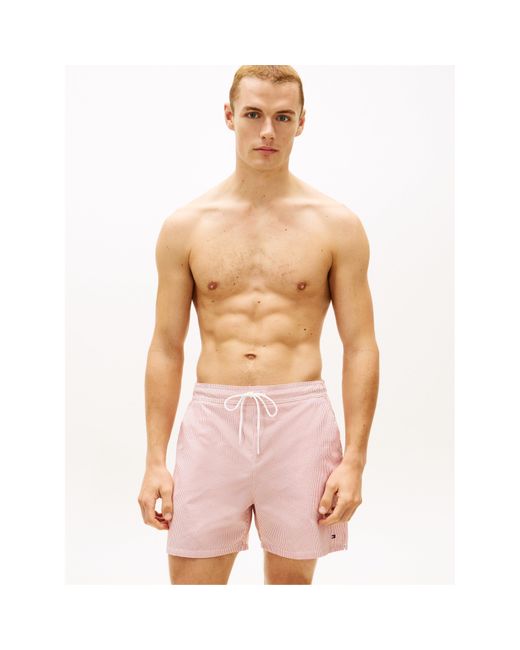 Tommy Hilfiger Pink Ithaca Medium Seersucker Swim Shorts for men