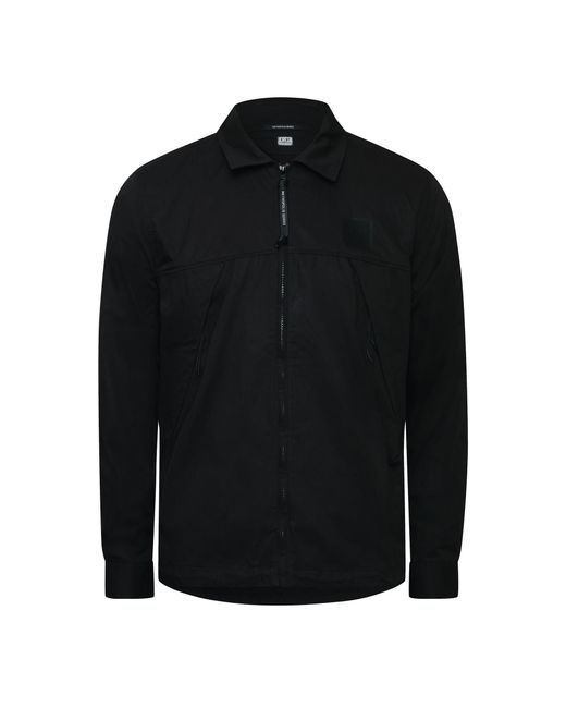 C P Company Black Metropolis Series Gabardine Zip Overshirt for men