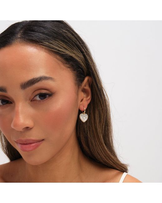 Jon Richard Metallic Plated And Mother Of Pearl Heart Earrings