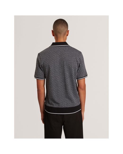Ted Baker Gray Texture Short Sleeve Polo Shirt for men
