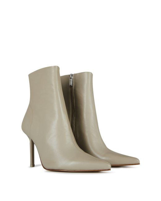 Steve Madden Gray Stiletto Heel Ankle Boots With Almond Toe