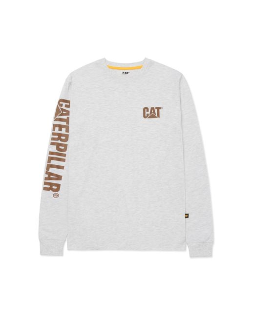 Caterpillar White Trademark Banner Long Sleeve T-Shirt for men