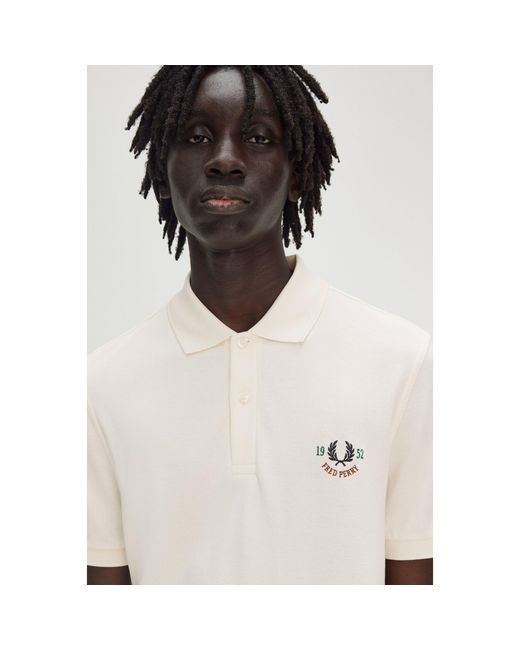 Fred Perry Natural Club Back Print Short Sleeve Polo Shirt for men