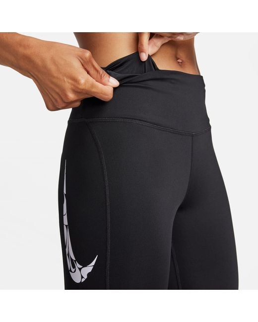 Nike Blue Swoosh Fast Mid-Rise 7/8 Leggings