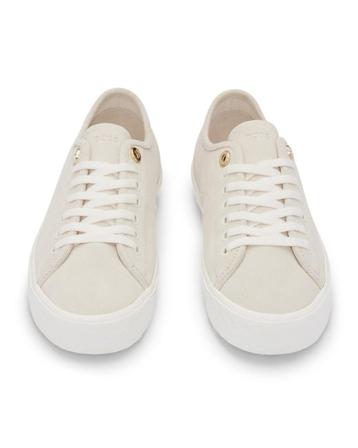 Boss White Aiden Tennis Shoes, Iconic Logo
