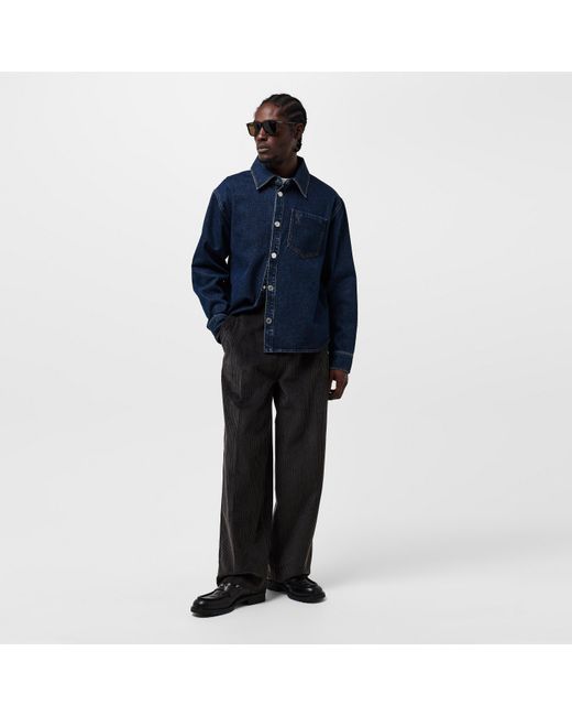 AMI Blue Long-Sleeve Denim Shirt for men