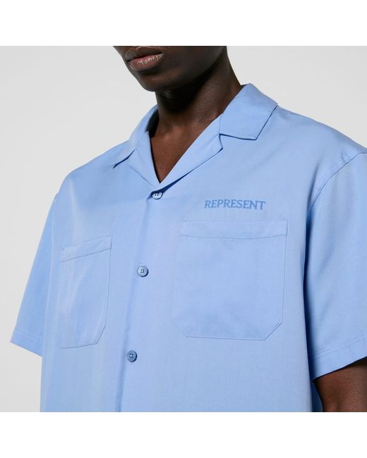 Represent Blue Collar Short Sleeved Bowling Shirt for men