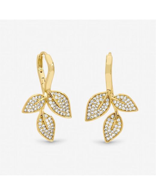 Jon Richard Metallic Plated And Cubic Zirconia Leaf Earrings