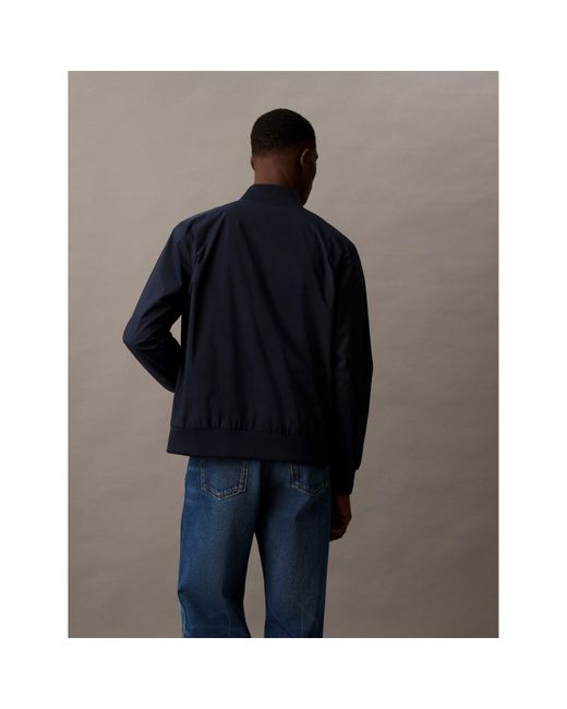 Calvin Klein Blue Matte Long Sleeve Bomber Jacket for men