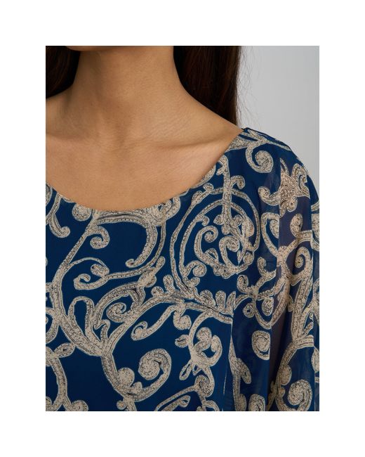 Gina Bacconi Blue Gracie Chiffon Overlay Dress