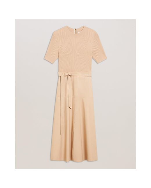 Ted Baker Natural Mock Midi A Line Dress