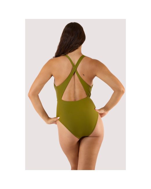 Wolf & Whistle Green Kalahari Plunge Swimsuit