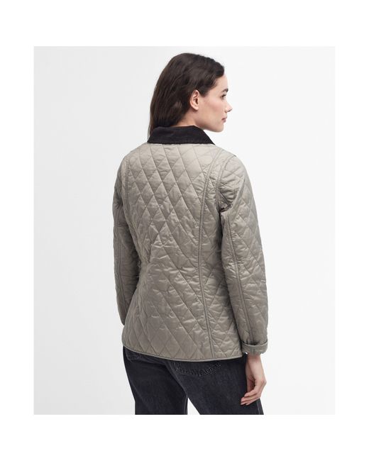 Barbour Gray Annandale Diamond Quilted Long Sleeve Hip Length Jacket