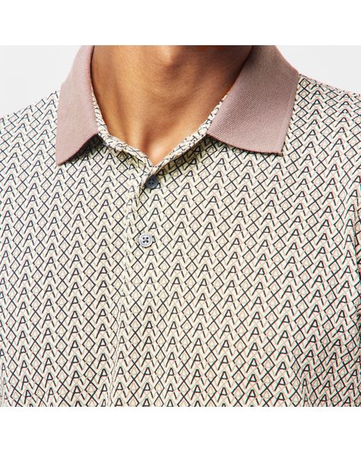 ARMANI EXCHANGE Gray Ax All Over Print Short Sleeve Polo Shirt for men