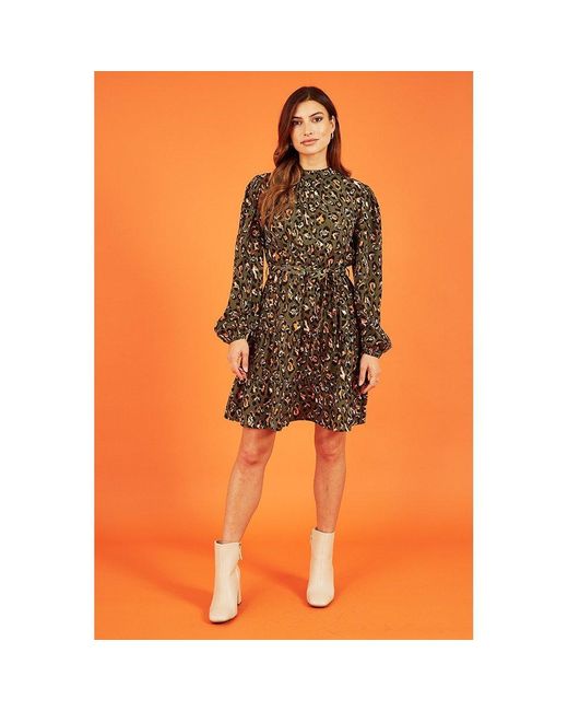 Mela London Green Animal Print Skater Dress
