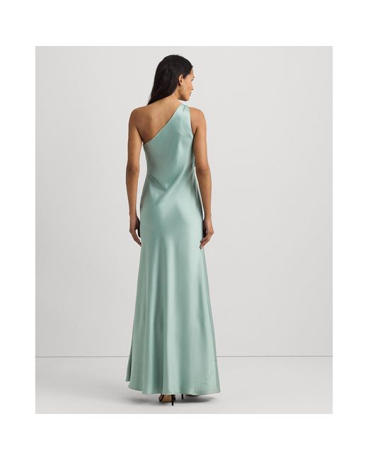 Ralph Lauren Green Satin Charmeuse One-Shoulder Gown