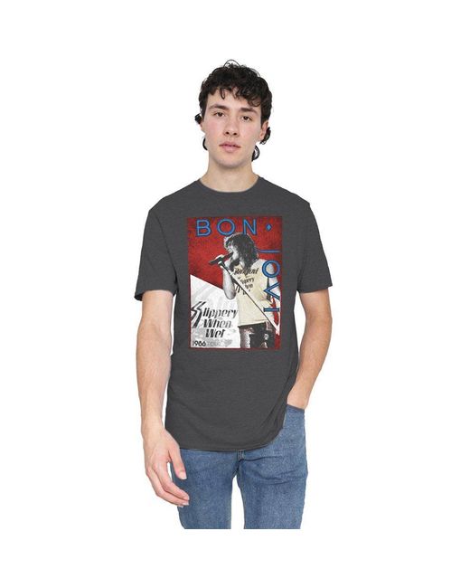 BON JOVI Gray 86 Tour T-Shirt Charcoal for men
