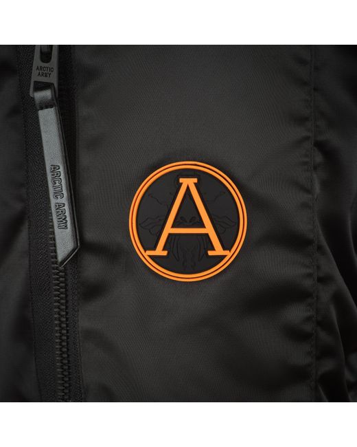 ARCTIC ARMY Black Midweight Arctic Long Sleeve Stand Collar Reflective Bomber Jacket
