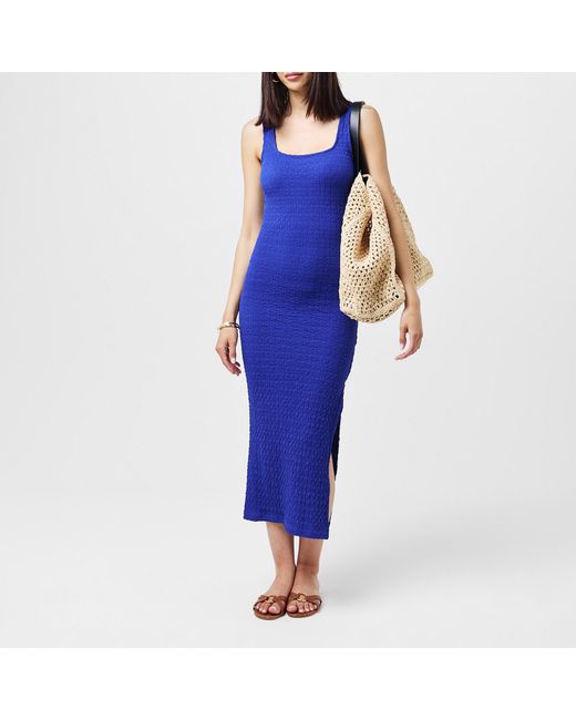 French Connection Sadie Textured Midi Dress in Blue | Lyst UK
