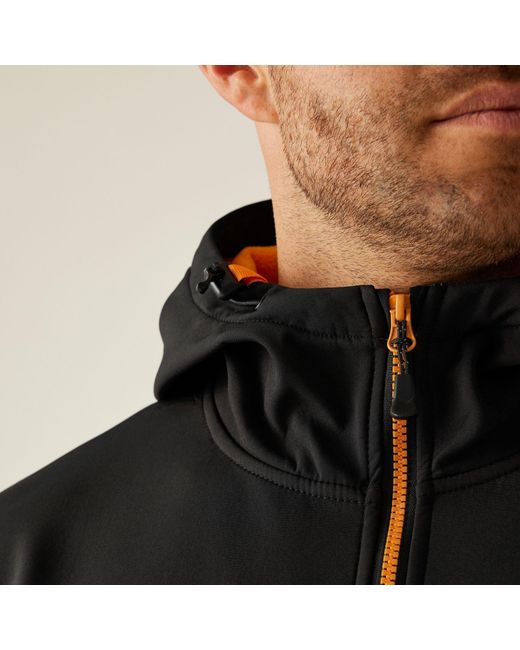 Regatta Black Navigate 2 Layer Hooded Softshell Jacket for men