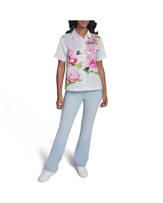 Karl Lagerfeld Multicolor Sportswear Patterned Short Sleeve Shirt