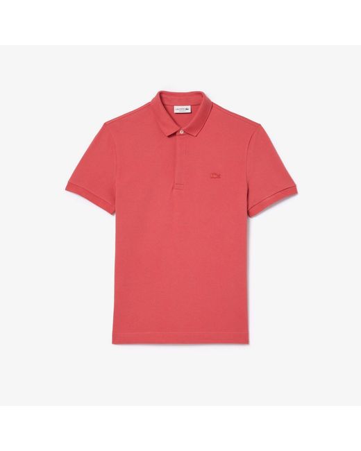 Lacoste Red Regular-Fit Paris Stretch Piqué Polo Shirt for men
