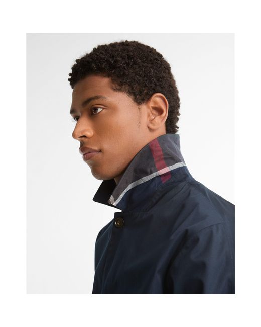 Barbour Blue Lorden Thigh Length Long Sleeve Button Mac for men