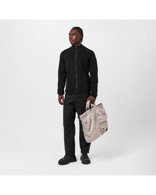 CP COMPANY METROPOLIS Black Zip-Through Knitted Top for men