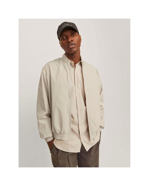 Jack & Jones White Charge Bomber Jacket for men