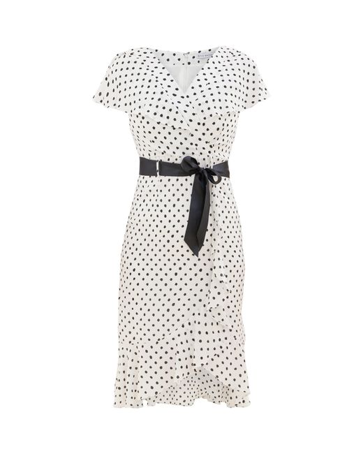 Gina Bacconi Natural Fina Georgette Wrap Dress With Frills