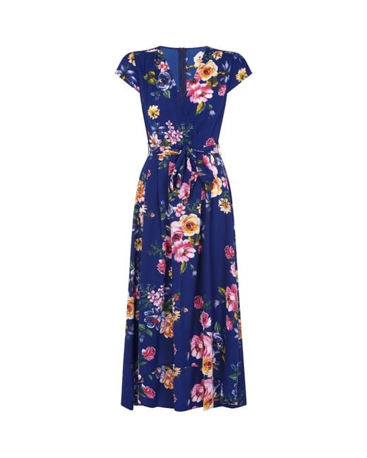 Mela London Blue Front Wrap Floral Dress