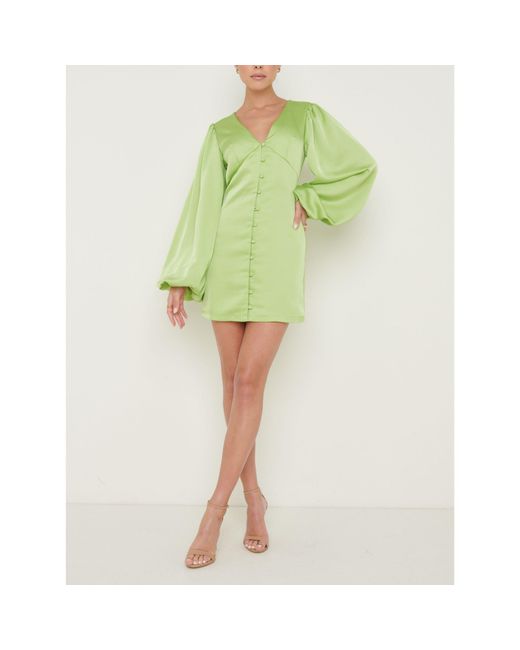 Pretty Lavish Green P Naya Satin Mini Dress