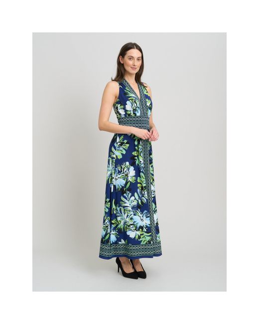 Gina Bacconi Blue Marisa V-Neck Sleeveless Maxi Dress