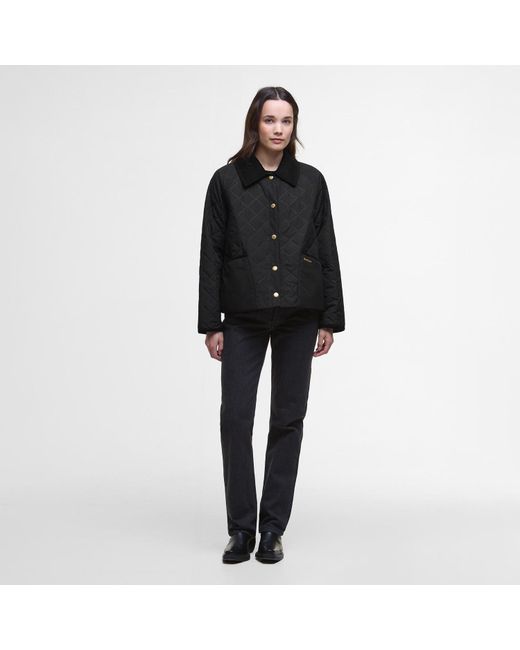 Barbour Black Anise Corduroy Collar Short Sleeve Quilted Jacket