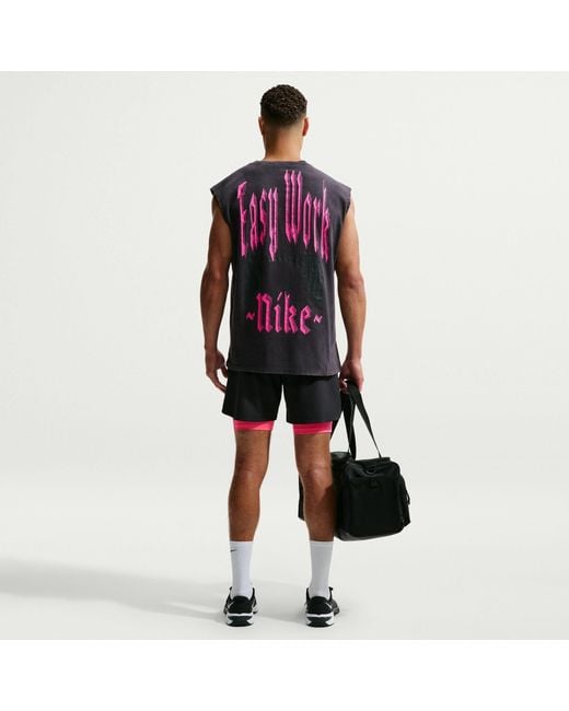 Nike Blue Pro Dri-Fit Crew-Neck Sleeveless Slim-Fit Vest for men