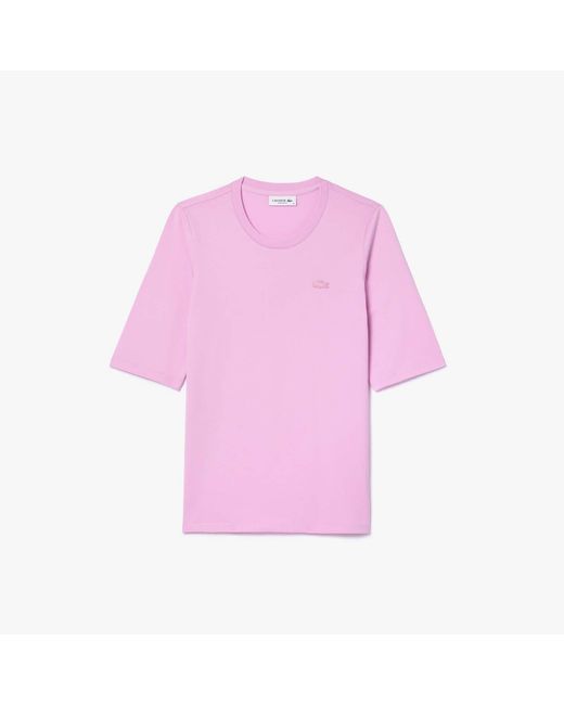Lacoste Pink Soft Cotton Three Quarter Sleeve T-Shirt