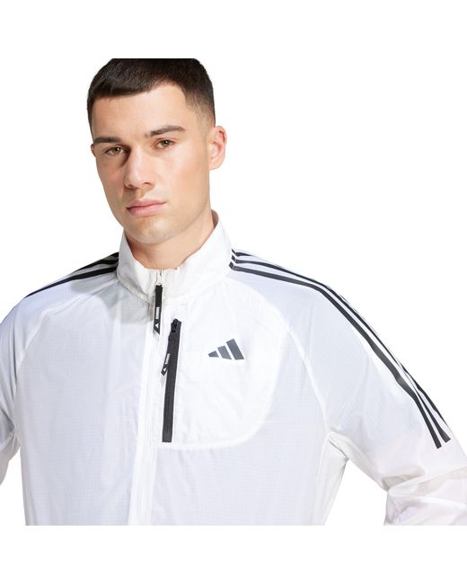 Adidas White Otr 3S Performance Running Jacket for men