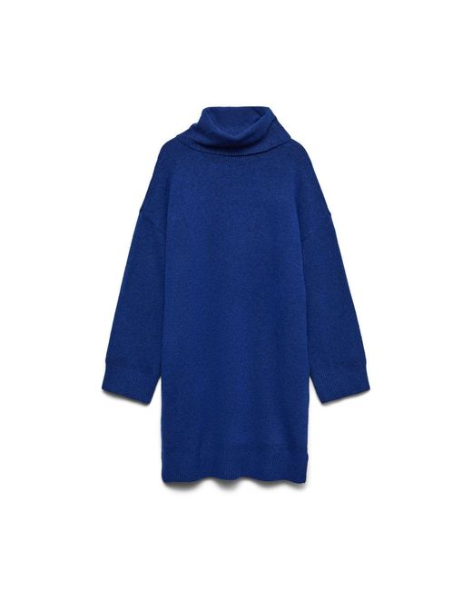 Vero Moda Blue Aquarius Roll Neck Jumper Dress