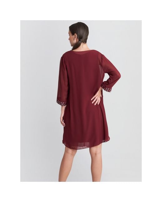 Gina Bacconi Red Joseline Short Chiffon Jacket Dress